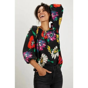 Tucker NYC The Classic Blouse Great Lawn Black Size S